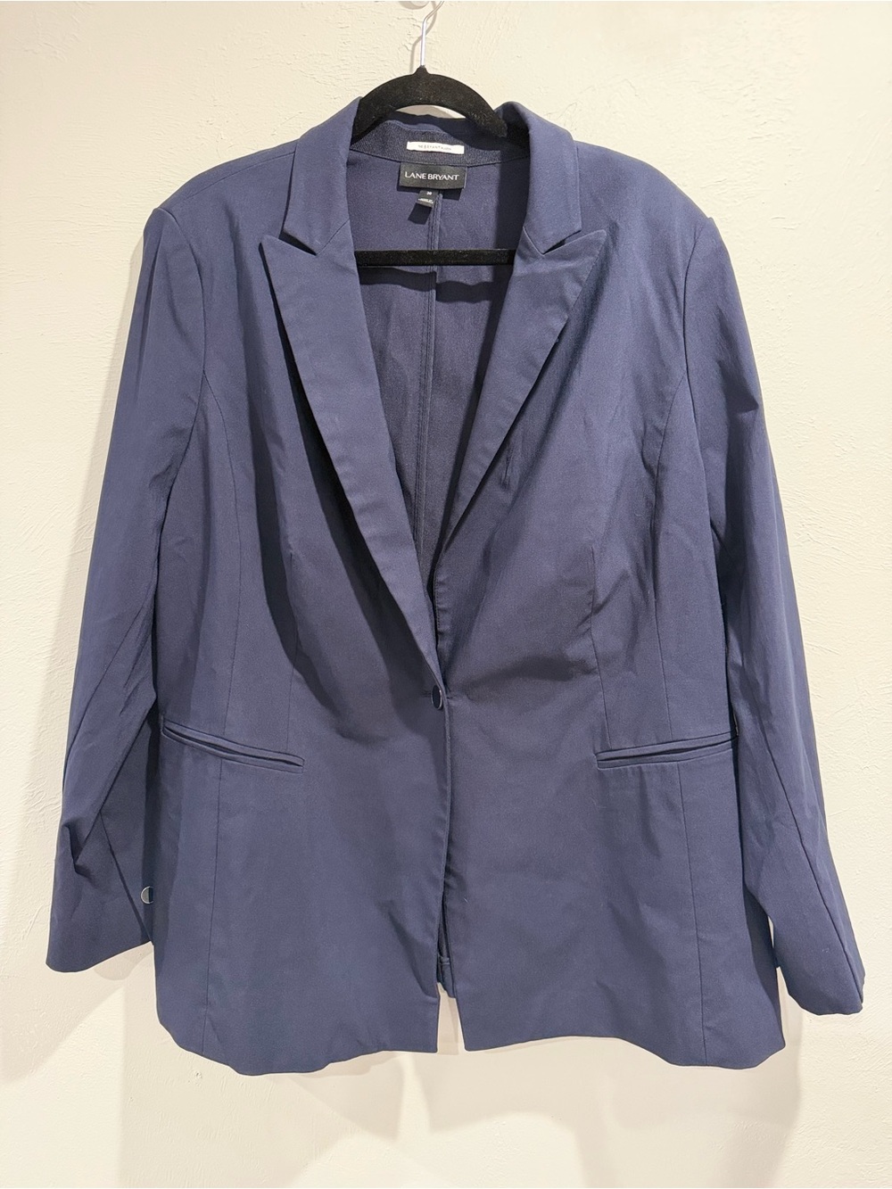 Lane Bryant The Bryant Blazer Size 20 Navy Blue Stretch One Button Career